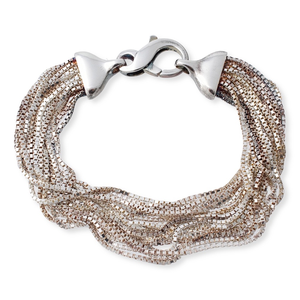 Milor Italy Sterling Silver Multi-Strand Box Chain Bracelet